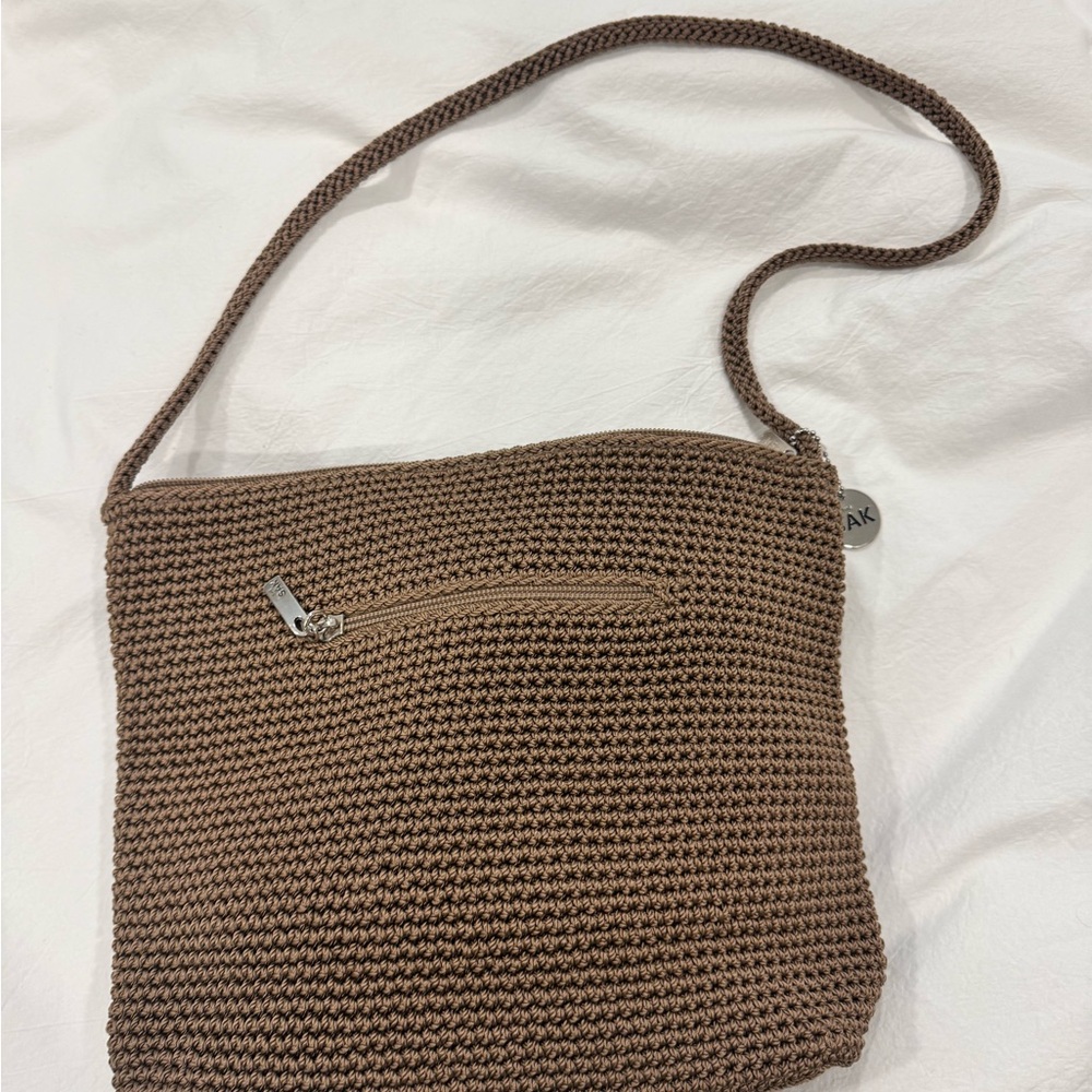 Brown Knit Shoulder Bag